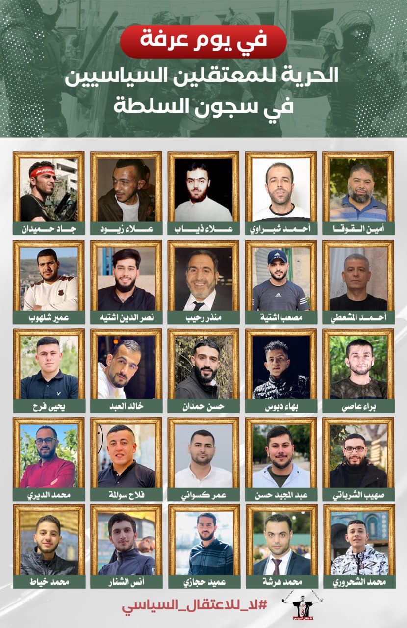 أكثر من 25 معتقلاً سياسياً في زنازين أجهزة السلطة عشية عيد الأضحى